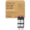 MyllNew Cartucce D'inchiostro TS6350 PGI-580 CLI-581 Compatibili Con Le Stampanti Per Canon TR7550, TR7650, TR8550, TS6150, TS6151, TS6250, TS6251, TS6350, TS6351, TS705, TS8150, TS8151 Pg580 Black x 2