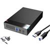 Boddceto Case HDD da 3,5 Pollici A USB 3.0 - per Disco Rigido Esterno, Trasferimento Dati, Box HDD per PC e Laptop Spina UE