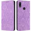 VQWQ Custodia per Xiaomi Redmi Note 7, Flip Cover a Portafoglio in Pelle PU Retrò Fiore Slot per Schede Libro Cavalletto Supporto Wallet Case Cordino Chiusura Magnetica per Donna Maschio -[XC]-Purple