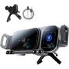 Baomaeyea Supporto rotante per auto con ricarica wireless, 15 W, a doppia bobina, con bloccaggio automatico, rotazione a 360°, anti-vibrazione, per navigare in vivavoce, supporto universale per