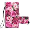 HopMore Cover a Libro per Samsung Galaxy A53 5G in Pelle con Silicone Morbido Custodie Portafoglio Disegni per Ragazze Donne Ragazzi Uomini, Custodia Antiurto Accessori PU Leather Case - Rosa Rosa
