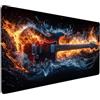 Generic Tappetino Mouse Chitarra Impermeabile Tappetino Scrivania 90 x 40 x 0.3CM Fiamma Mousepad Bordi Cuciti Migliorare la Precisione e la Velocità, Decorare Sottomano Scrivania per Ufficio Casa model-5256