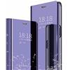 TingYR Cover per Samsung Galaxy A33 5G Custodia, Custodia Flip Traslucido Clear View Specchio Standing Cover, [Funzione Staffa] [Anti Graffio], Case Cover per Samsung Galaxy A33 5G.（Porpora）
