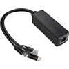UCTRONICS Splitter PoE Gigabit 5V 3A, adattatore PoE 2 in 1 a USB C/Micro USB, compatibile IEEE 802.3af/at 10/100/1000Mbps per Raspberry Pi 3/4, telecamere IP di sicurezza e altro ancora