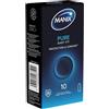 Manix Puro: Scatola di 10 preservativi classici in lattice/preservativi per uomo lubrificati e sottili di dimensioni standard/larghezza nominale 53 mm