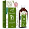Huilerie Kräuteröl Olio 31 erbe, 100 ml. Olio concentrato con estratti naturali da 31 erbe. Formula svizzera. Ideale per massaggi corpo e piedi. Nutre la cute, deforforante per capelli e dopo barba