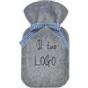 Generico Borsa dell'Acqua Calda con Custodia in Feltro, Personalizzabile con Logo, 5 Colori Disponibili, Fiocco a Quadretti, Design Elegante