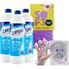 FEI FAN 3x Quasar Detergente VETRI CON ALCOOL, Non Lascia Aloni, Asciuga Rapidamente e Igienizza. Ricarica 580ml + Panno SOFT In Lattice + 100pz Guanti HDPE Monouso