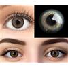 GLAMLENS Lenti a contatto colorate grigio Bari Grey - mensili - con porta lenti a contatto -grigie naturali in silicone idrogel - 2 pezzi - DIA 14.0 - senza correzione 0.00 diottrie lente a contatto
