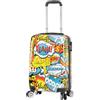 House Of Leather Valigia a quattro ruote rigida con stampa fumetti, Blu, 20 Cabin, Bagaglio Hardside con Ruote Spinner