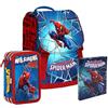 SUNLUX Set Scuola Spiderman - Zaino 40x28x13cm, Astuccio Completo con Materiale, Diario 12 Mesi Non Datato - Kit Scuola Elementare Bambini