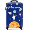 NoBoringSuitcases.com Valigia Trolley per Bambini, Personalizzabile, 55x40x20 cm (Astronaute - Blu Scuro)