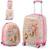 RELAX4LIFE Set Valigia Bambini 2 in 1 Sirena Unicorno Rosa Fucsia (Trolley18 + Zaino 12) con Ruote 360°, Maniglia Regolabile, Zaino con Piedini | ABS Resistente | Ideale per Viaggi e Scuola