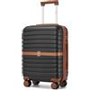 KONO Valigia Bagaglio a Mano 55x40x20 Rigida ABS+PC Trolley con 8 Ruote Leggero (55 cm, Nero/Marrone)