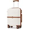 KONO Valigia Bagaglio a Mano 55x40x20 Rigida ABS+PC Trolley con 8 Ruote Leggero (55 cm, Crema/Marrone)