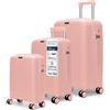 4FLY Set Trolley Da Viaggio Rigidi Leggeri 3 Pezzi (M/L/XL) - Set Valigie Con Serratura TSA, 4 Ruote Doppie Spinner E Manico Telescopico In Alluminio, Set Bagagli Con Cabina E Stiva