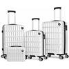 PROVITERA Set 4 Valigie Rigide in ABS con Beauty Case, Valigia con Manico Telescopico e Ruote Easy Roll, Trolley con Lucchetto e Serratura a Codice, Bagaglio a Mano Design Moderno (Bianco)