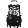 FANDARE 2-in-1 Zaino Trolley Scuola Sganciabile Nero Cartelle Zaini Elementare e Media da 35 Litri con 6 Ruote Doppio Uso Zaino con Carrello Fisso Zaini da Viaggio per Ragazza Ragazzo Adolescente