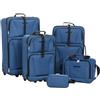 vidaXL Set Valigie da Viaggio 5 pz Blu in Tessuto