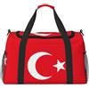 JEJEA Borsa da viaggio con stampa bandiera della Turchia, borsa da weekender, borsa da allenamento, borsa da yoga, borsone per oggetti personali per Audlts, Nero , Taglia unica