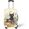 NETILGEN Copertura per bagagli da viaggio Protezione per valigie Coperture per ruote Spessore elastico Protezioni per bagagli con fondo con cerniera, Gatto Fiore Nero, L(25-29)