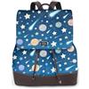Zelinge Zaino in pelle PU per donne e signore, borsa da viaggio casual, con chiusura a torsione, Modello Spazio Blu, Taglia unica, Zaini da viaggio