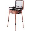 Jerool Valigia trucco professionale,valigetta trucchi,Valigetta cosmetica con specchio e 4 rotelle, valigetta cosmetica con piedini regolabili,valigia trucchi