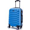 R.Leone Valigia da 1 pezzo Fino a Set 4 Trolley Rigido grande, medio, bagaglio a mano e beauty case 8 ruote in ABS 2026 (Azzurro Scuro, M Medio)