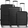 Bench Set di 3 valigie rigide | trolley da viaggio in materiale ABS robusto di alta qualità | per uomo e donna | 4 ruote doppie e lucchetto TSA | serie Seattle, Nero , Koffer Set (3-teilig), Set di