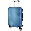 R.Leone Valigia da 1 Fino a Set 4 Trolley Rigido grande, medio, bagaglio a mano e beauty case 8 ruote in ABS 950 (M Medio, Azzurro)