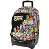 Tinta Unita Trolley Zaino Scuola Dream Cross, Stumble Guys Nero Sganciabile NUOVE RUOTE SALI SCALE con carrello amovibile TINTAUNITA Pool Over