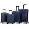 R.Leone Valigia da 1 Fino a Set 4 Trolley Rigido grande, medio, bagaglio a mano 55x40x23 cm Wizz, ITA Airways e bagaglio 45x36x20 cm EasyJet in ABS 9001 (Blu, Set 4 Pezzi XS S M L)