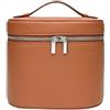 Generic Borsa da viaggio portatile in pelle, borsa cosmetica rimovibile con scomparto for il lavaggio separato, unisex(Tan)