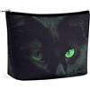 MNVTSKOP Borsa cosmetica da viaggio con occhi verdi con gatto nero borsa da viaggio di grande capacità borsa da toilette portatile alla moda per le donne
