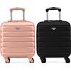 Flight Knight Set di 2 Valigie rigide in ABS leggere a 4 ruote - Bagaglio a mano approvato per oltre 100 compagnie aeree come British Airways, Ryanair e easyJet, valigia da cabina 45x36x20cm