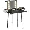 Joiemebi Valigetta Trucco con Rotelle in Alluminio, Grande Specchio con Illuminazione a LED, Organizzazione Cosmetici con Serratura a Combinazione, Stazione Trucco Pieghevole per Studio e Viaggio, Nera