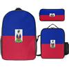 Generic Set Zaino 3 Pezzi Haiti Bandiera Nazionale Zaini Scolastici Unisex Multifunzionali Per Ragazzi E Ragazze Adolescenti Viaggio