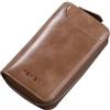 PORRASSO Astuccio Portachiavi Vera Pelle Auto Del Sacchetto Portachiavi Portatile Sacchetto Chiave Key Case con 6 Gancio per Uomo Cachi A