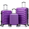 R.Leone Valigia da 1 Fino a Set 4 bagaglio EasyJet 45X36X20cm, media, grande e Beauty case Trolley Rigido 8 ruote max capienza in ABS 2026 (Viola, Set 3 XS M L)
