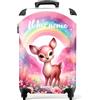 NoBoringSuitcases.com Valigia Bambini, Trolley Bambina, Valigia Per Bambini, Valigia Bambina, Trolley Bambina da Viaggio, Valigia Ragazza, Valigia Personalizzabile 55x40x20 cm (Cerbiatto - Arcobaleno)