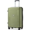 KONO Valigia Media in PP Rigida 65 cm - Trolley Espandibile con Ruote 360°TPE, Portabicchieri Integrato, Leggera con Serratura TSA (24, Verde)