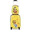 RELAX4LIFE Set Valigia Bambini 2 in 1 Animali Foresta Giallo Nero (Trolley18 + Zaino 12) con Ruote 360°, Maniglia Regolabile, Zaino con Piedini | ABS Resistente | Ideale per Viaggi e Scuola