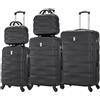 CELIMS - Set Valigie 5 Pezzi - Valigia Grande 23 kg + Valigia Media + Valigie Bagaglio a Mano + 2x Beauty Case da Viaggio | Valigie con Beauty Case | Nero