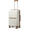British Traveller Valigia Media 66cm PP TSA Lucchetto 4 Ruote Bianco | Perfetta Per Vacanze E Trasferte, Offre Spazio Organizzato Per Abiti Scarpe E Oggetti Personali Durante Il Viaggio