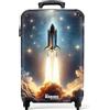 NoBoringSuitcases.com Valigia Trolley per Bambini, Bagaglio a Mano 55x40x20 cm (Lancio di Razzo - Dorato)