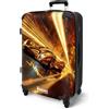 NoBoringSuitcases.com Valigia Bambini, Valigia Grande, Trolley Bambino, Valigia Per Bambini, Serratura TSA, Valigia Bambino Trolley, Valigia Grande 23 kg (67 cm - 72 L), (Auto da corsa - Dorato)