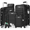 KESSER® Set di 4 valigie rigide, valigia da viaggio, set valigia trolley incl. bilancia per bagagli + etichetta per bagagli, serratura, 4 ruote ABS guscio duro manico telescopico S-M-L-XL