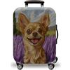 LNXSESN Copri Valigia Cane Marrone Viola Coprivaligia Elastica Copri Valigia Media Lavabile Anti-Graffio Luggage Cover con Cerniera Coprivaligia Media Riusabile Per 22-25 Pollici