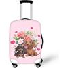 LNXSESN Cprivaligia Animale Di Cuore Rosa Coprivaligia Media Elastica Copri Valigia Media Lavabile Anti-Graffio Copertur Copertura Valigia con Cerniera Copri Trolley Riusabile Luggage Cover Per 22-25 Pollici
