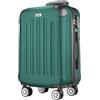 POSH Valigia rigida con ruote trolley bagaglio a mano, grande, media, piccola in ABS, Set di valigie leggere da 3 pezzi nelle misure M-L-XL (verde scuro, L)
